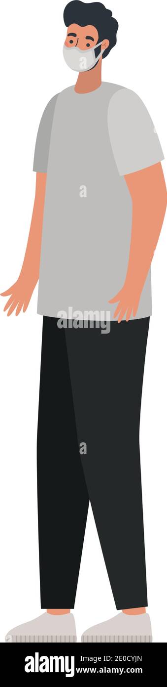 Mann mit Sicherheitsmaske und grauem Hemd Stock Vektor