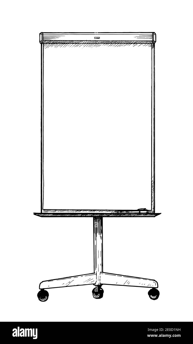 Zeichnung eines leeren Büro-Flipchart auf dem Monopod. Stock Vektor