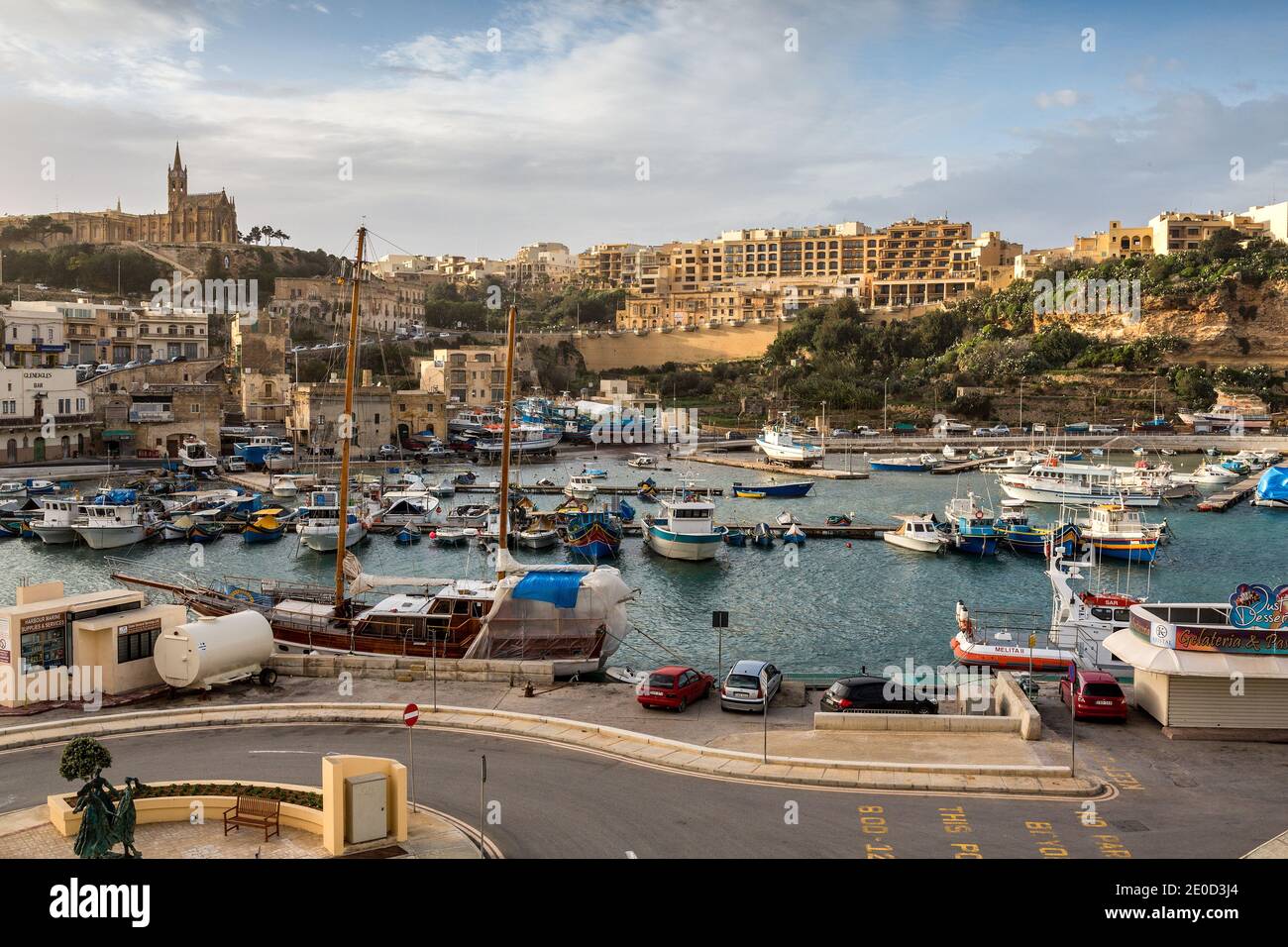 Mgarr Hafen, Fährhafen und Stadt Gozo, Malta Stockfoto