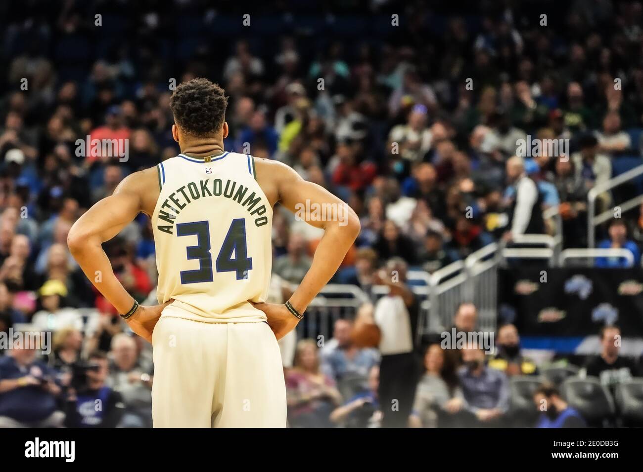 Milwaukee Bucks Spieler Giannis Antetokounmpo #34 im Amway in Orlando Florida am Samstag, den 8. Februar 2020. Bildnachweis: Marty Jean-Louis Stockfoto