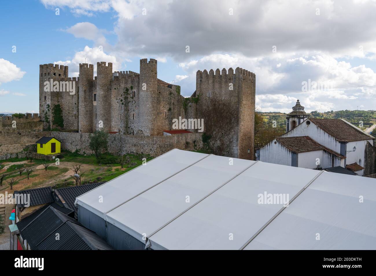 Obidos schöne Dorf Burg Festung Fort Turm in Portugal Stockfoto