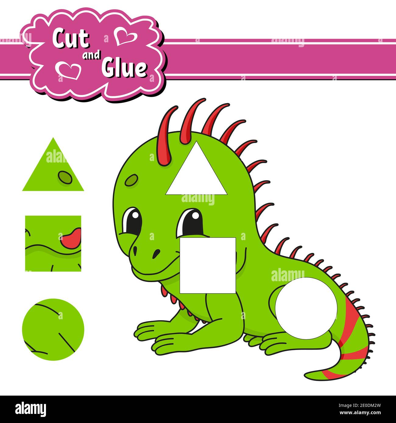 Schneiden und Kleben. Bildung Entwicklung Arbeitsblatt. Aktivität Seite. Spiel für Kinder. Isolierte Vector Illustration cute Cartoon Stil. Stock Vektor