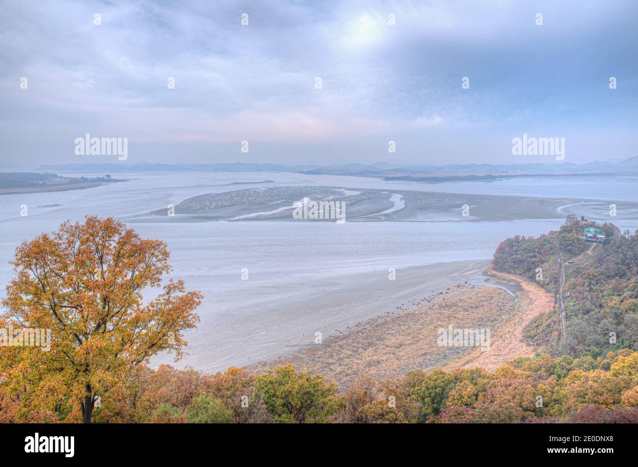 Nordkorea vom Odu Mt. Observatorium für die Vereinigung, Republik Korea Stockfoto
