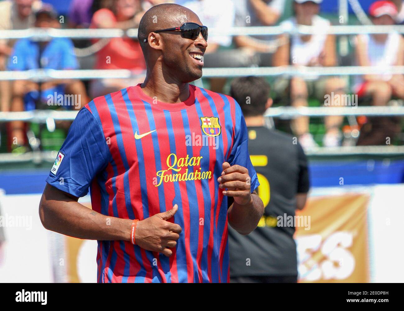 JULI 31 2011: LA Lakers Wache Kobe Bryant nach einem Tor während der Mia  Hamm / Nomarr Garciaparra Celebrity Fußball-Herausforderung mit Kobe Bryant  Stockfotografie - Alamy