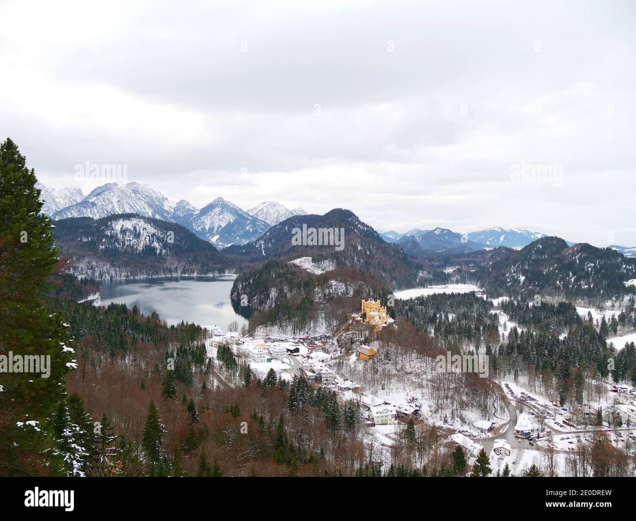 Füssen, Deutschland: Blick über die winterliche Königsecke Stockfoto