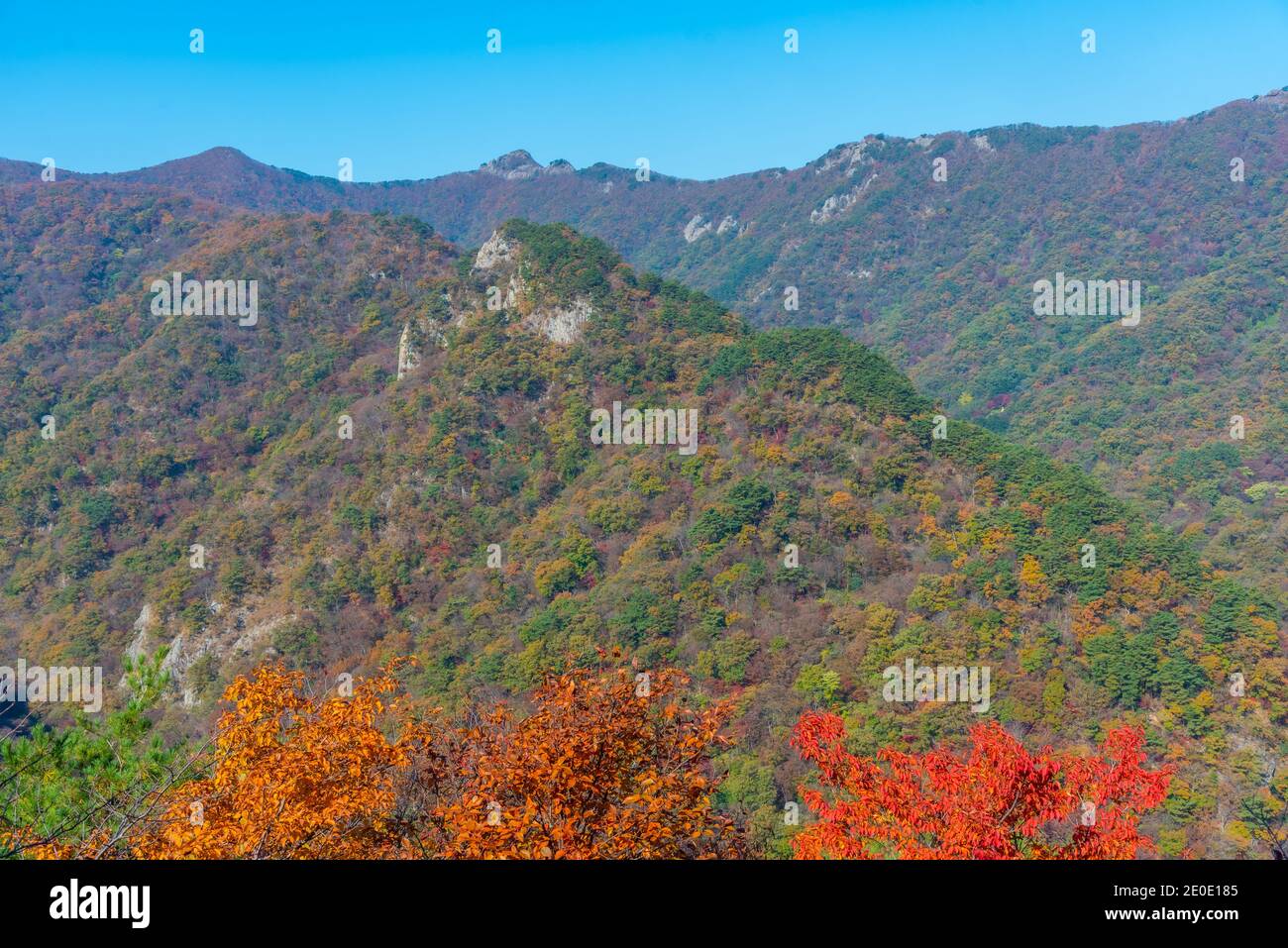 Gipfel des Naejangsan Nationalparks in der Republik Korea Stockfoto