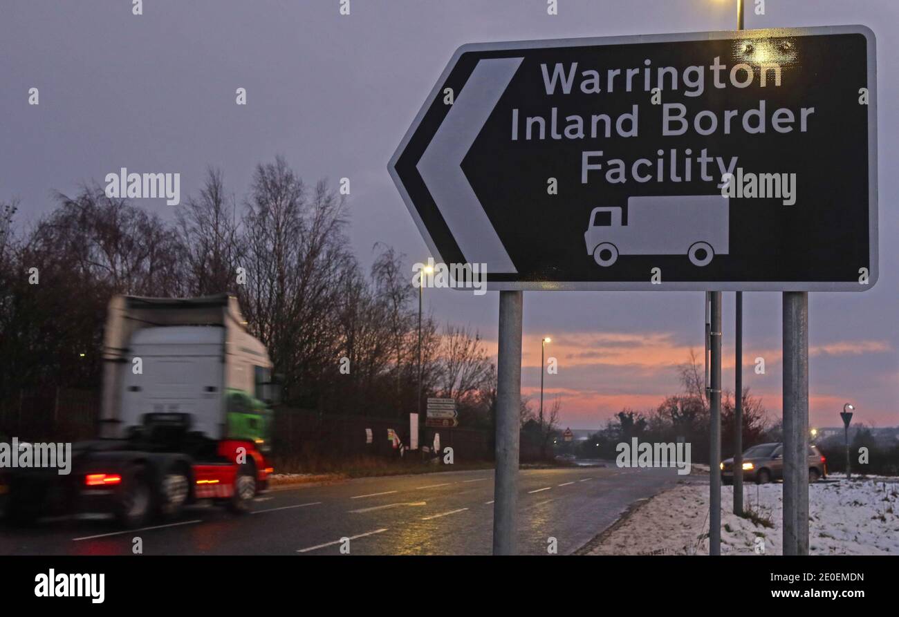 Schild für Warrington Binnengrenzanlage, Barley Castle Lane, Appleton Thorn, Warrington, WA4 4SR Stockfoto