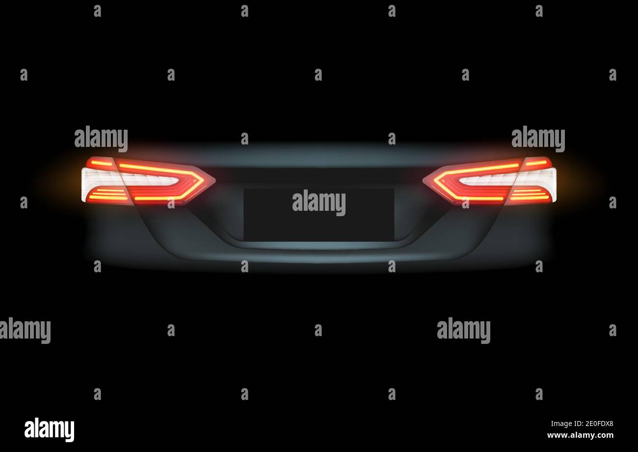 Realistische Auto Auto Auto führte glühende intellektuelle Laser-Matrix Xenon Scheinwerfer vordere hintere Rückleuchten Balken Vektor realistische Abbildung Stock Vektor