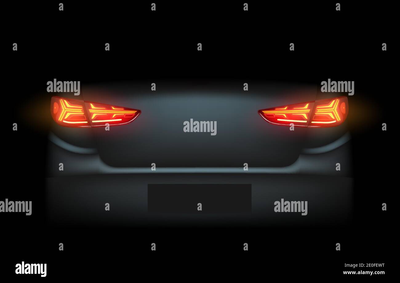 Realistische Auto Auto Auto führte glühende intellektuelle Laser-Matrix Xenon Scheinwerfer vordere hintere Rückleuchten Balken Vektor realistische Abbildung Stock Vektor