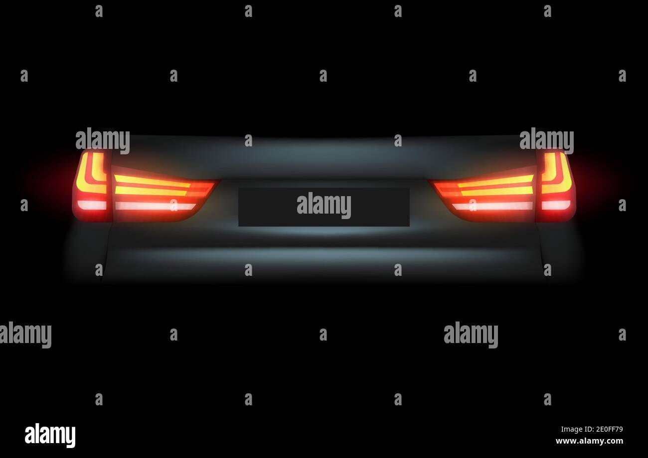 Realistische Auto Auto Auto führte glühende intellektuelle Laser-Matrix Xenon Scheinwerfer vordere hintere Rückleuchten Balken Vektor realistische Abbildung Stock Vektor