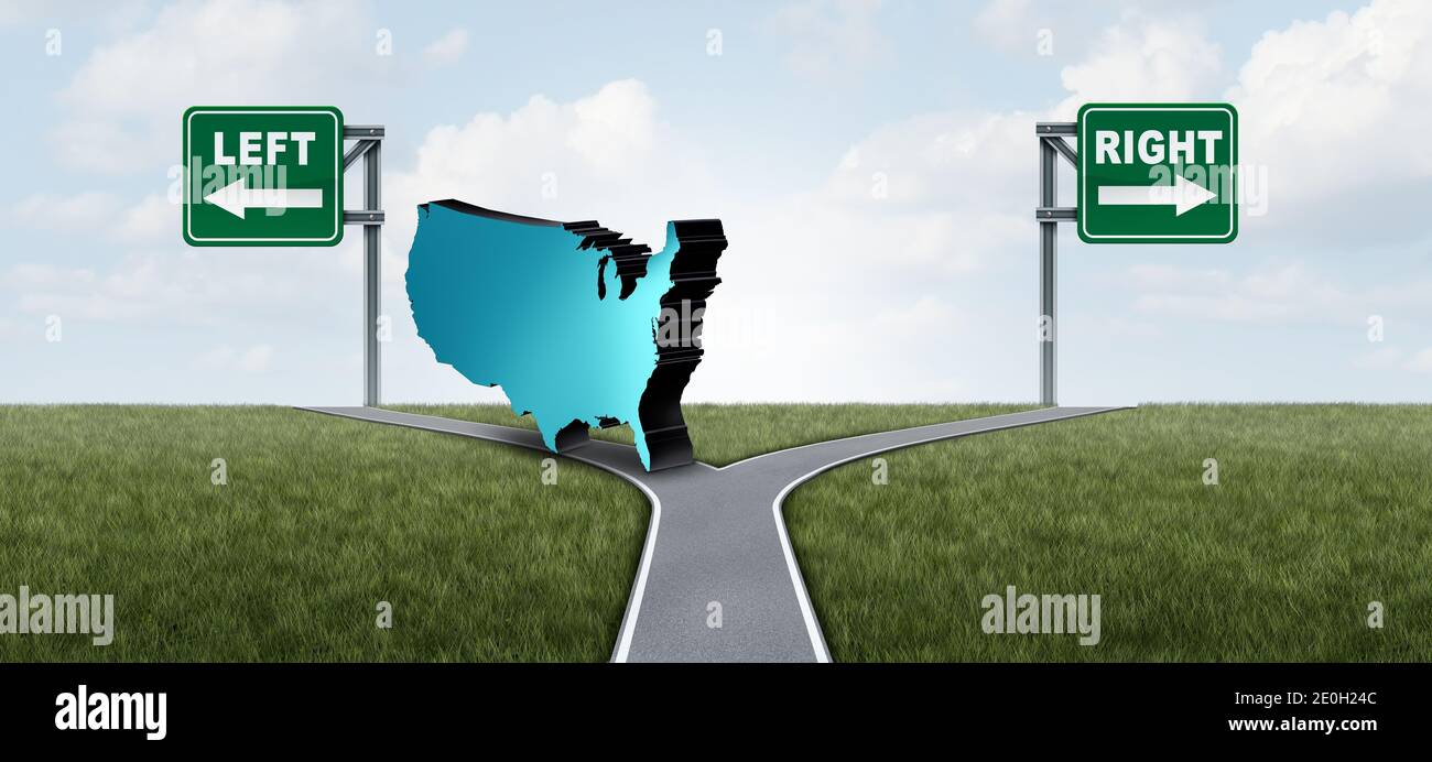 Vereinigte Staaten, die links als progressive politische Bewegung beeinflussen Amerikaner bewegen, in Richtung zum Weg der liberalen Regierung und weg zu wenden. Stockfoto