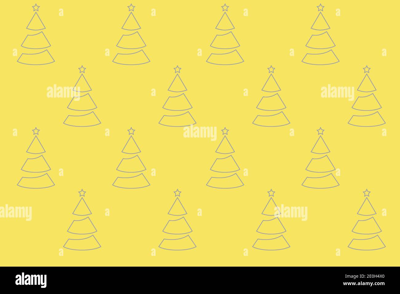 Muster Weihnachtsbäume auf einem gelben Hintergrund. Nahtlose Musterdarstellung für Textilien, Oberflächen, Verpackungen. Illustration zum neuen Jahr. Trendfarben Stockfoto