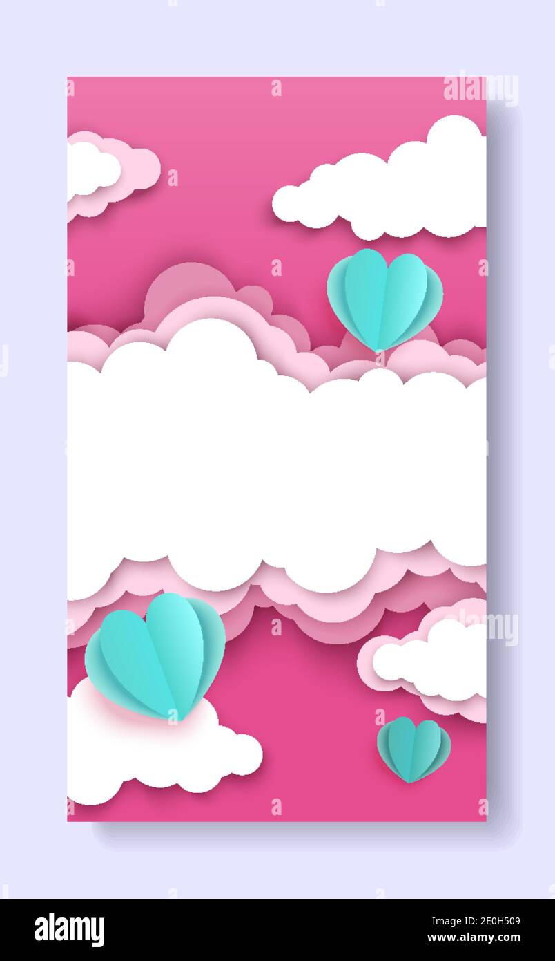 Valentinstag Social Media Geschichte, Post Vorlage, Vektor-Illustration in Papierkunst-Stil. Stock Vektor