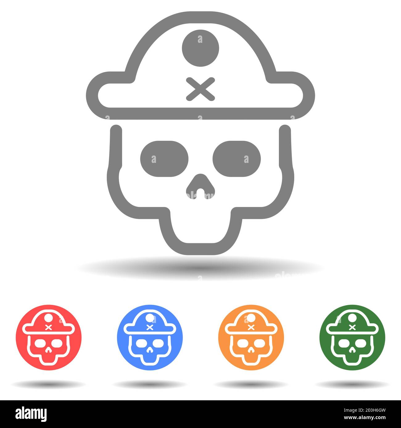 Pirate Schädel Emblem Vektor im einfachen Stil Stock Vektor