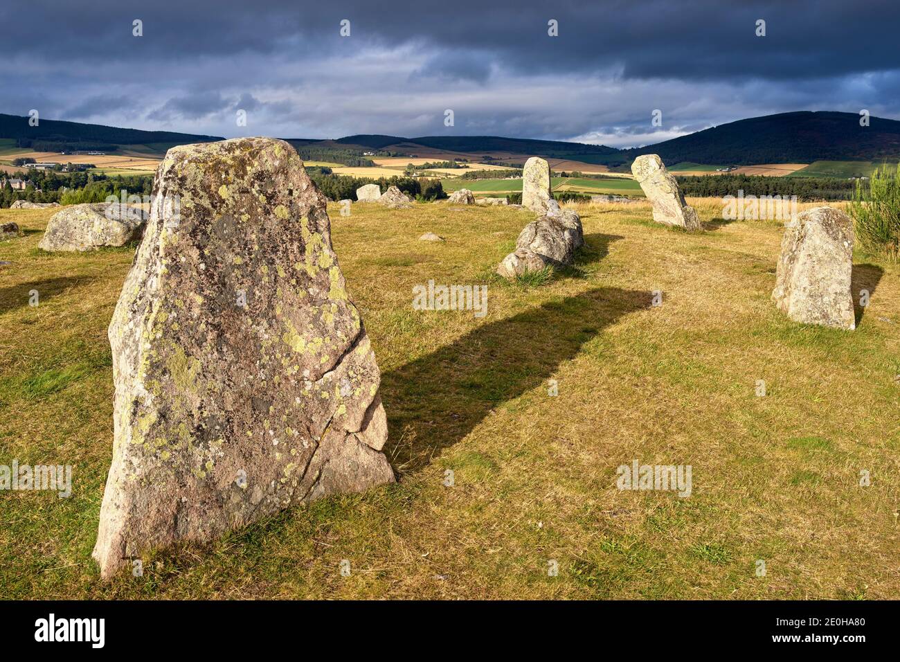 Tomnaverie Recumbent Stone Circle, Tarland, Aberdeenshire, Schottland Stockfoto