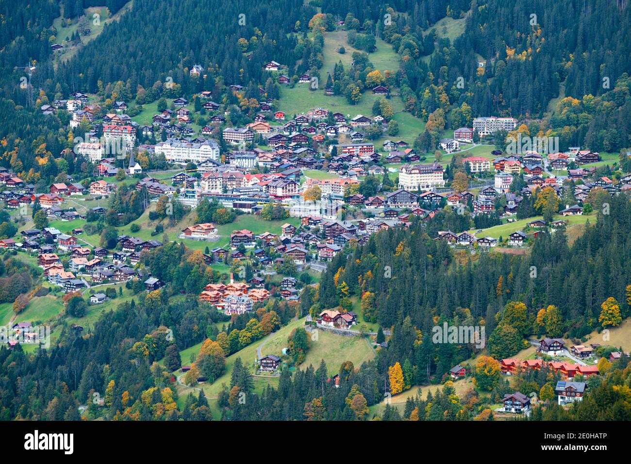 Das Dorf Wengen (Schweiz) im Lauterbrunnental Stockfoto