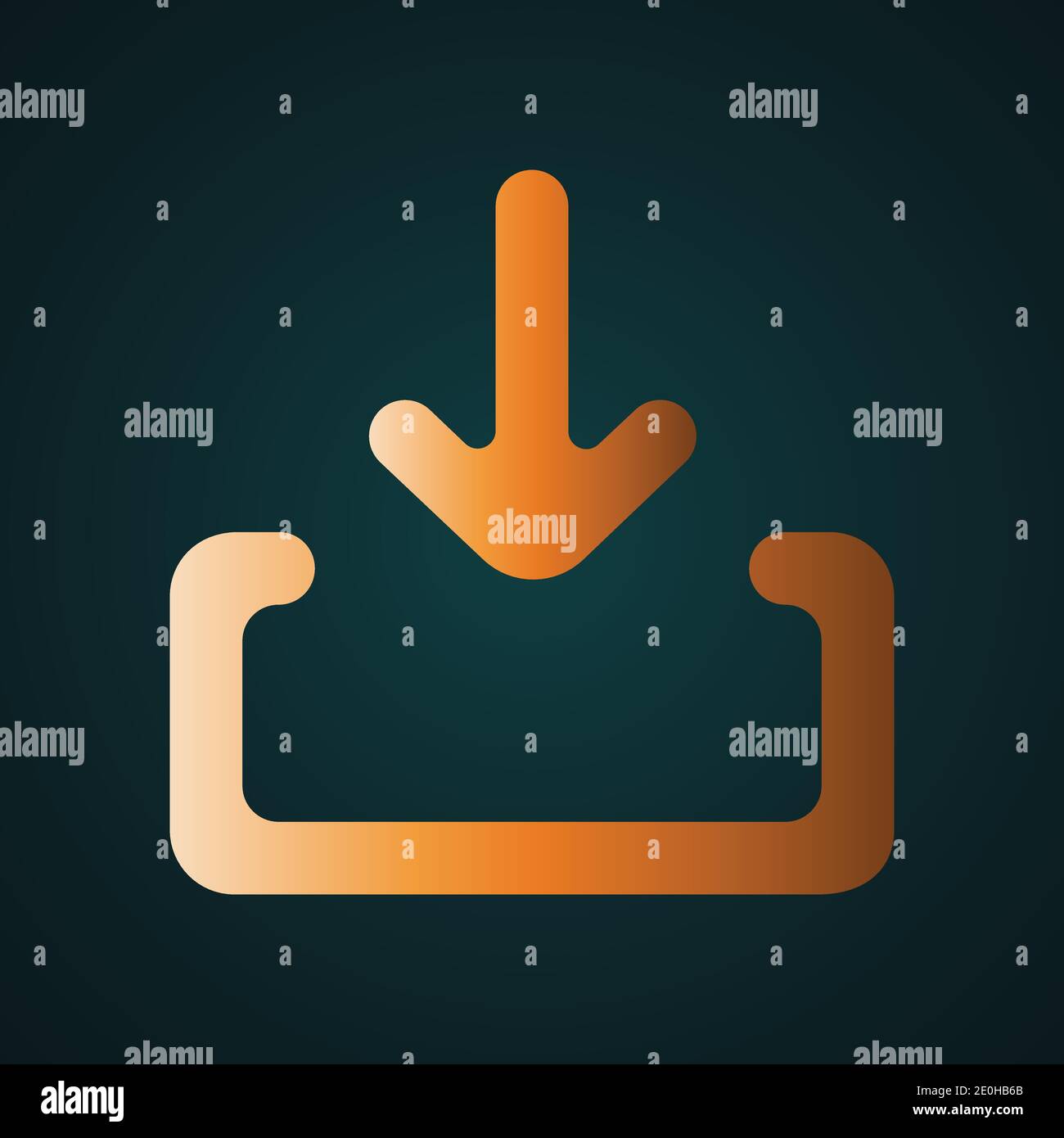 Gold-Download-Zeichen. Gradient Gold Konzept mit dunklem Hintergrund Stock Vektor