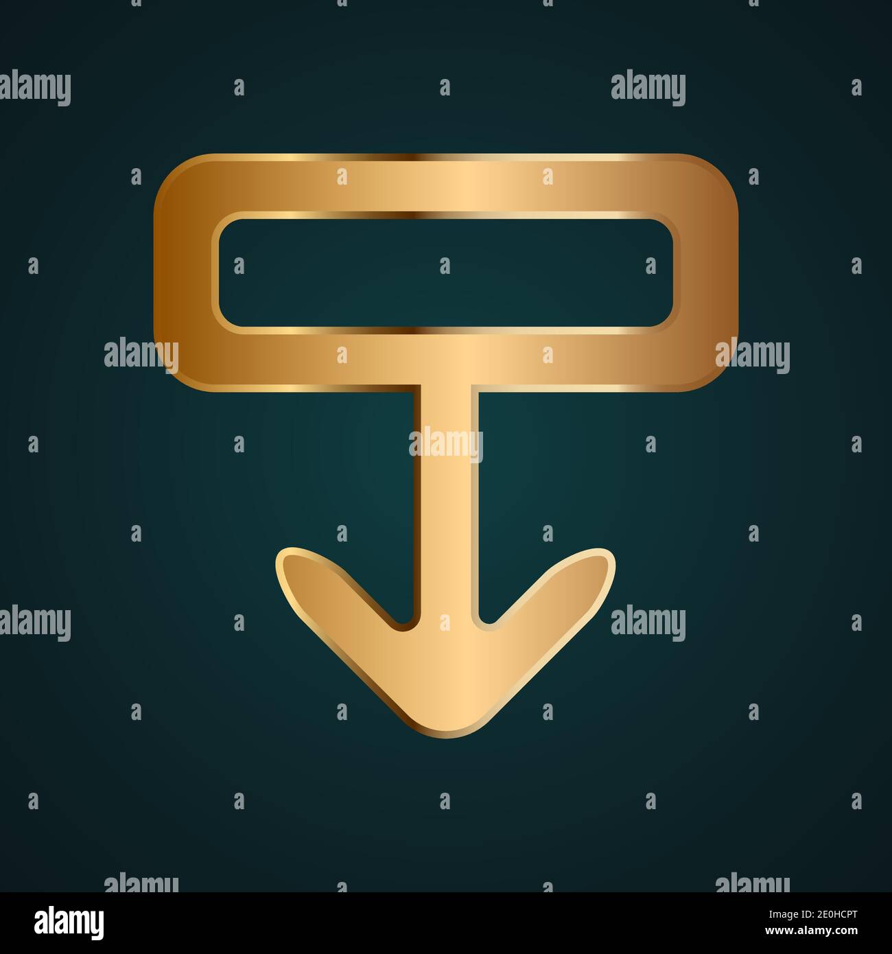 Premium-Download-Zeichen. Gradient Gold Metall mit dunklem Hintergrund Stock Vektor