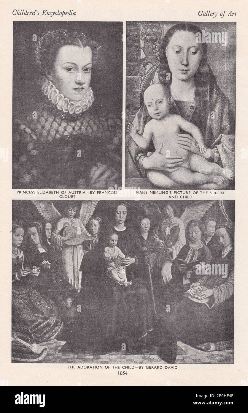 Berühmte Bilder der Flemings - Prinzessin Elisabeth von Österreich, Jungfrau und Kind und die Anbetung des Kindes. Stockfoto