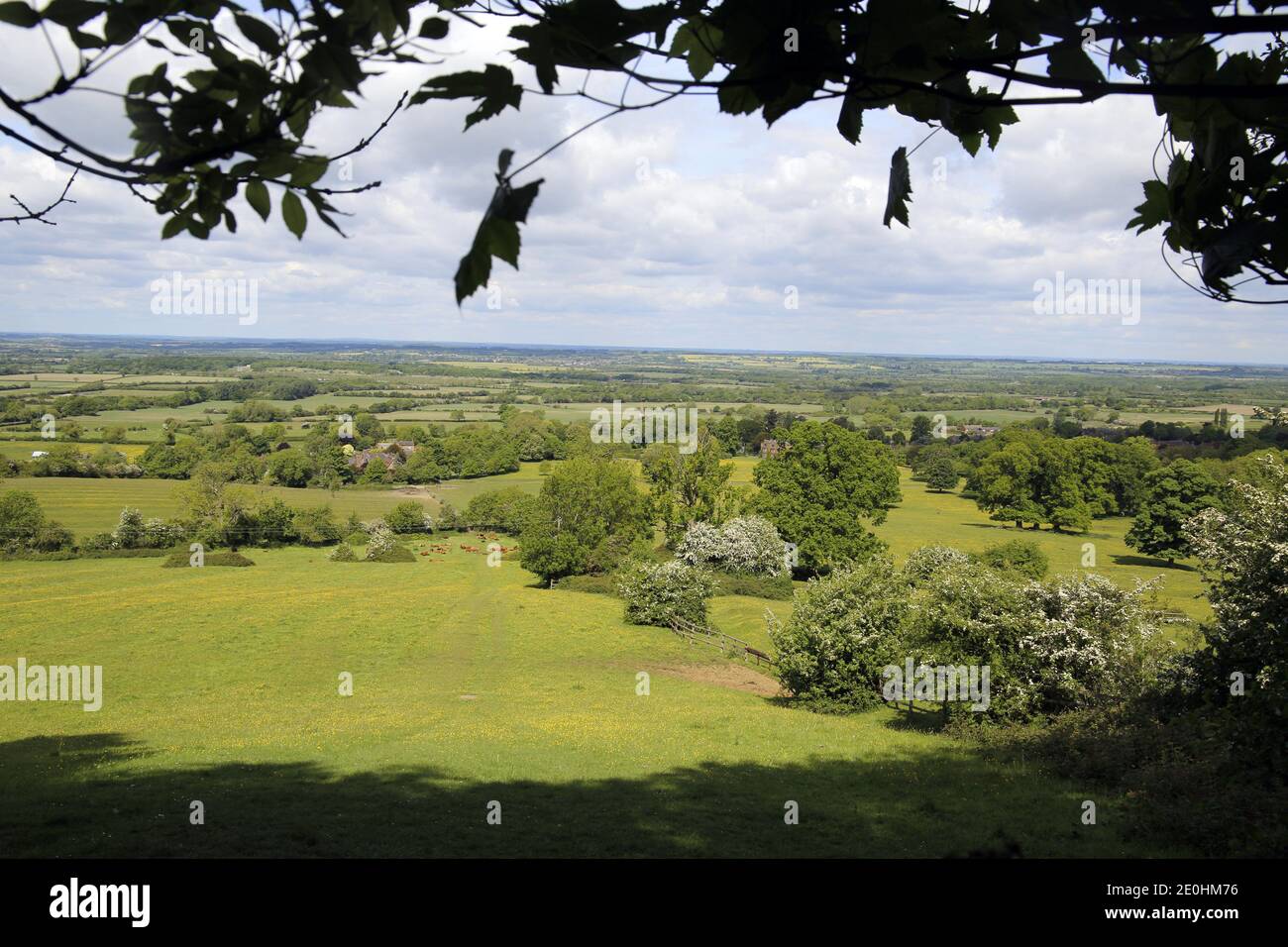 Blick über die Landschaft von Warwickshire vom Edge Hill Stockfoto