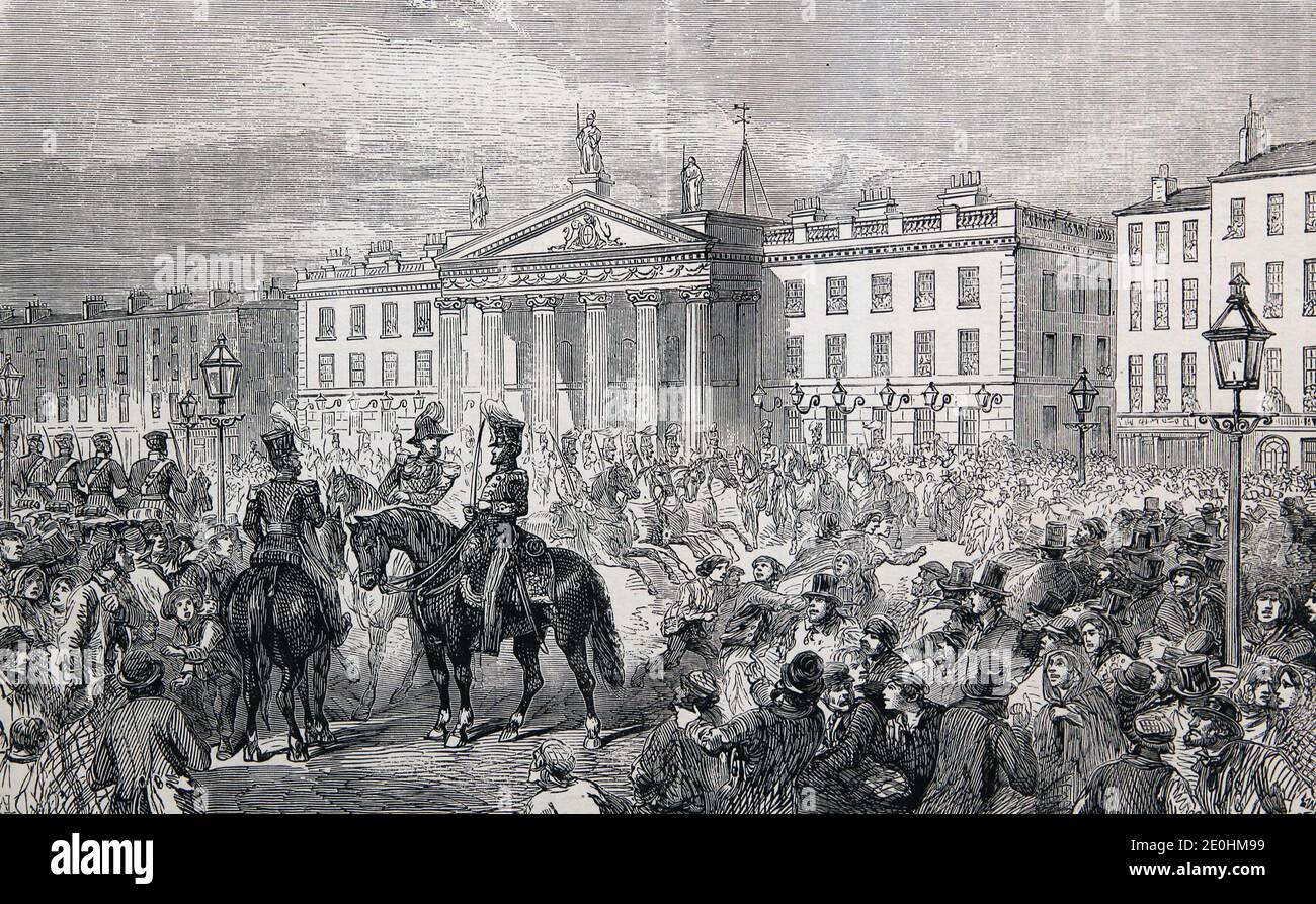 Illustration: Sackville Street, Dublin während der Young Irelander Rebellion von 1848 Stockfoto