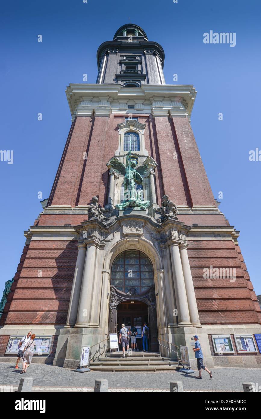 Hauptkirche St. Michaelis, Englische Planke, Hamburg, Deutschland Stockfoto