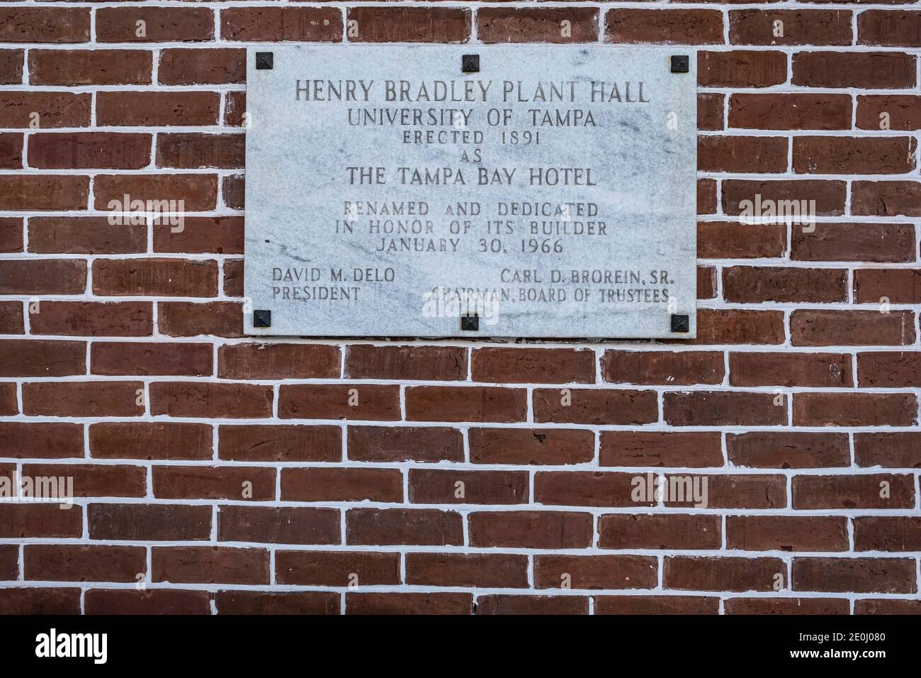 Tampa Bay Hotel, Tampa, Florida Plakette Stockfoto