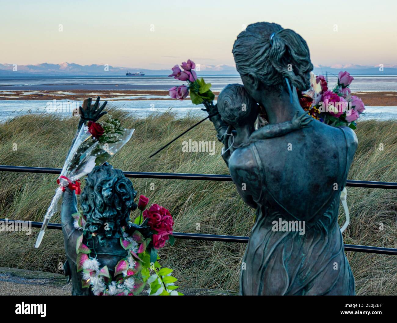 Welcome Home Statue auf Fleetwood PromenadeRiver Stockfoto
