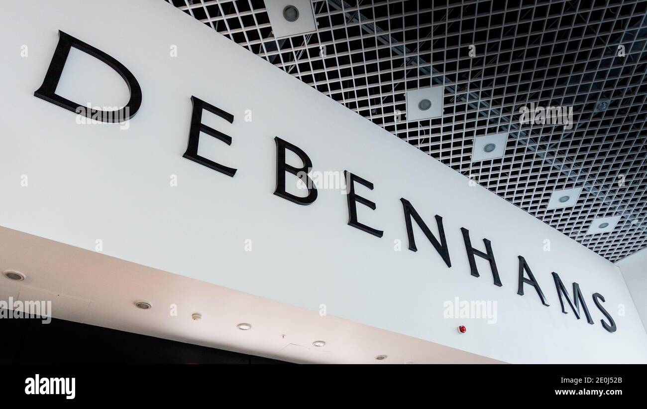 Debenhams Store Preston, Lancashire. Wegen Schließung nach dem Amtseintreten. Stockfoto