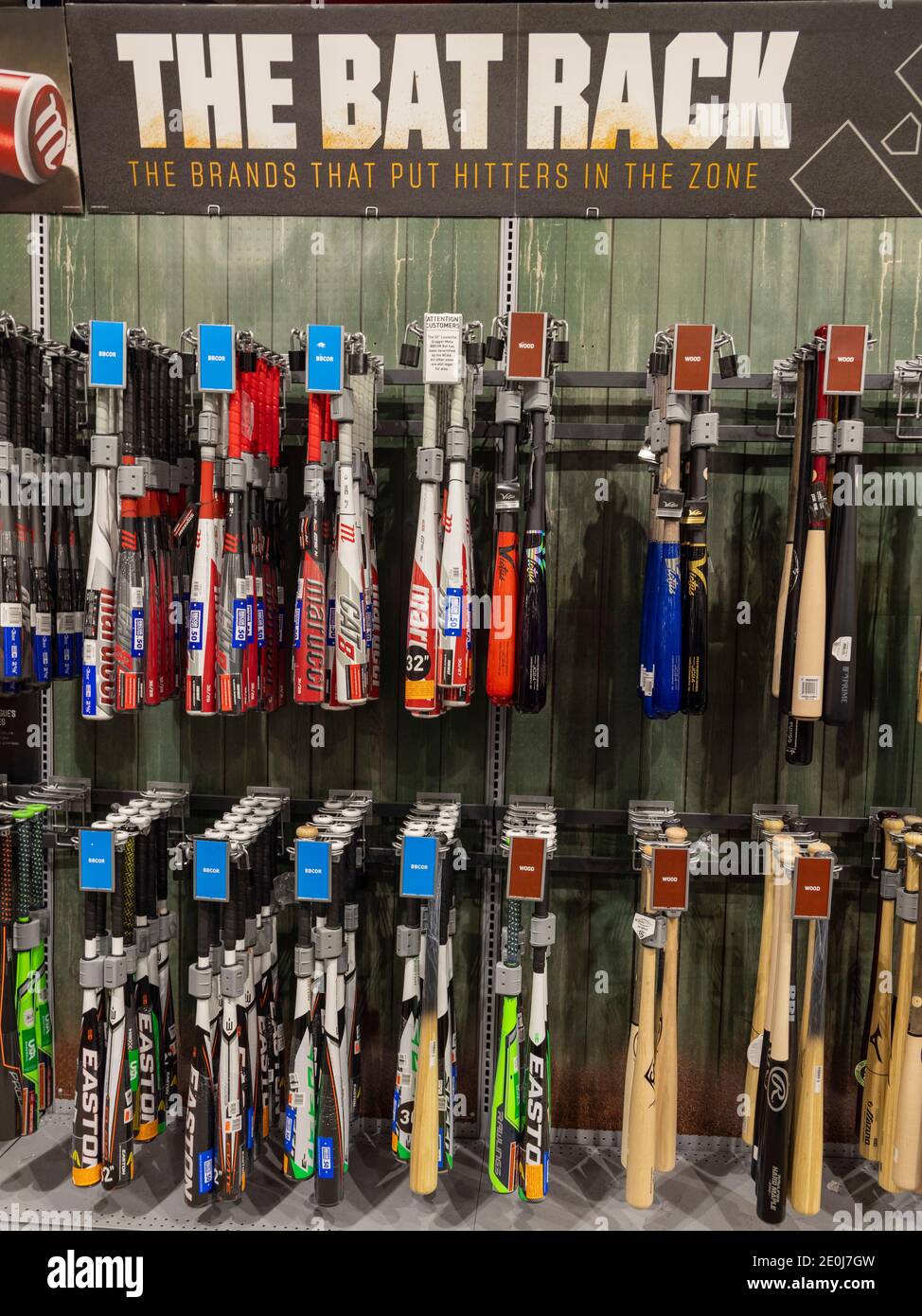 Baseballschläger, Dick's Sporting Goods, Columbia Mall, Kennewick, Washington Sate, USA Stockfoto