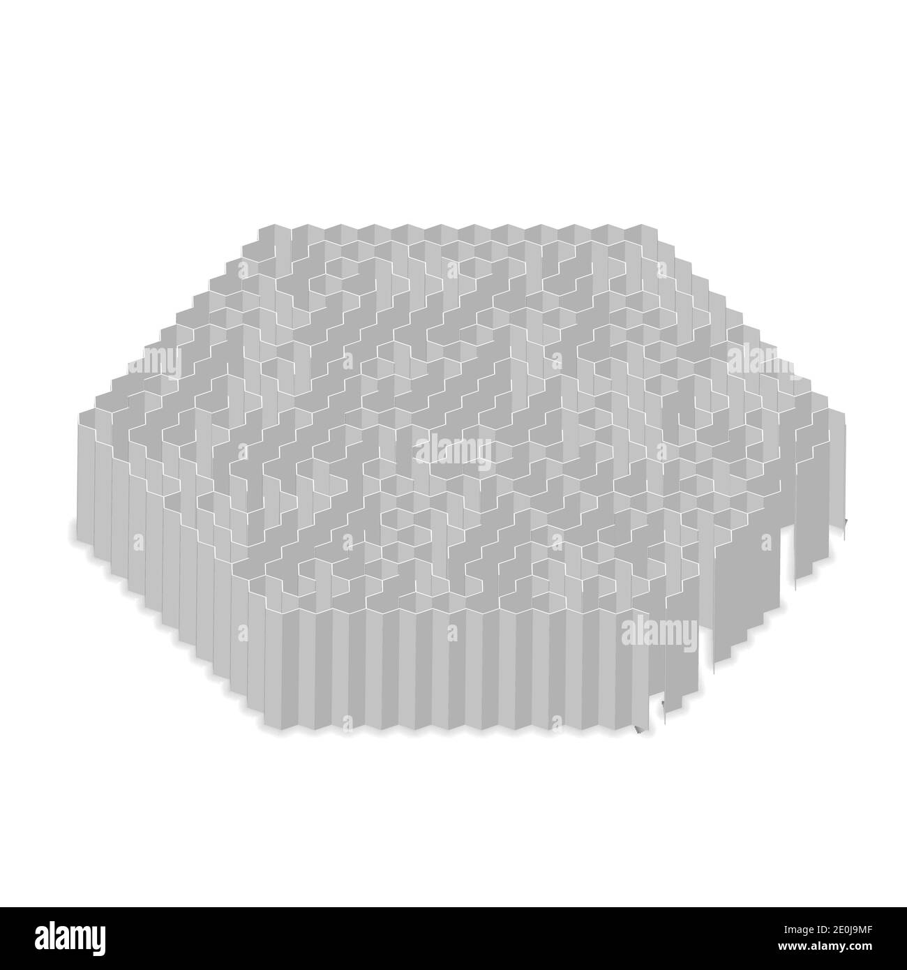 Kompliziertes graues Sechseck-Labyrinth in isometrischer Ansicht isoliert auf Weiß Stock Vektor