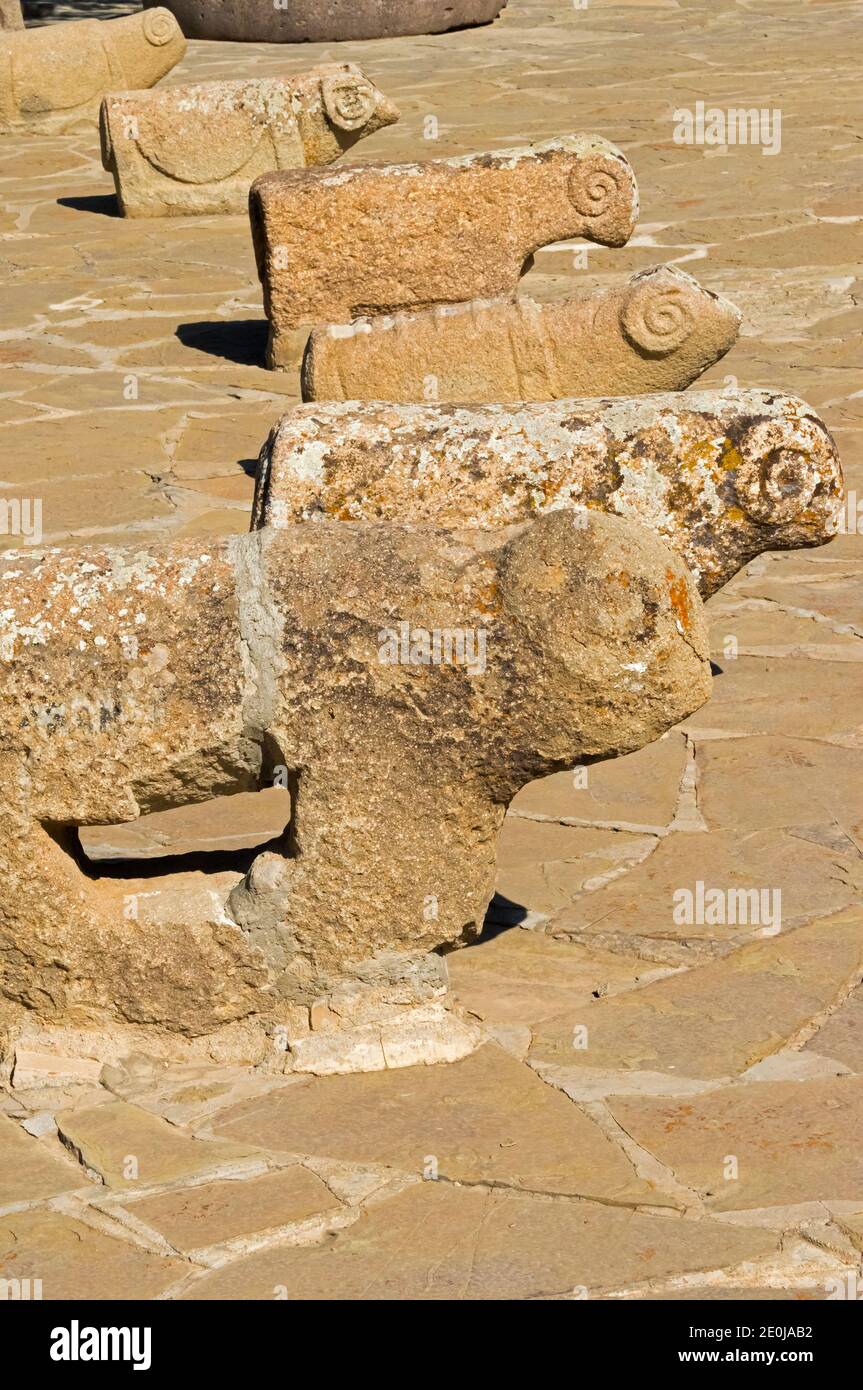 Eine Sammlung von antiken Steinartefakten und Statuen im Freilichtmuseum, Nakhchivan, Autonome Republik Nakhchivan, eine Exklave von Aserbaidschan Stockfoto