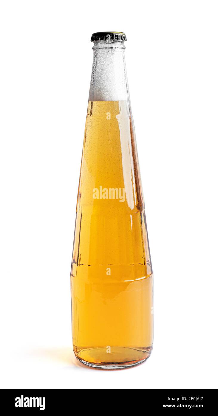 Glas helles Bier auf weißem Hintergrund. Blick von oben. Hochwertige Fotos Stockfoto