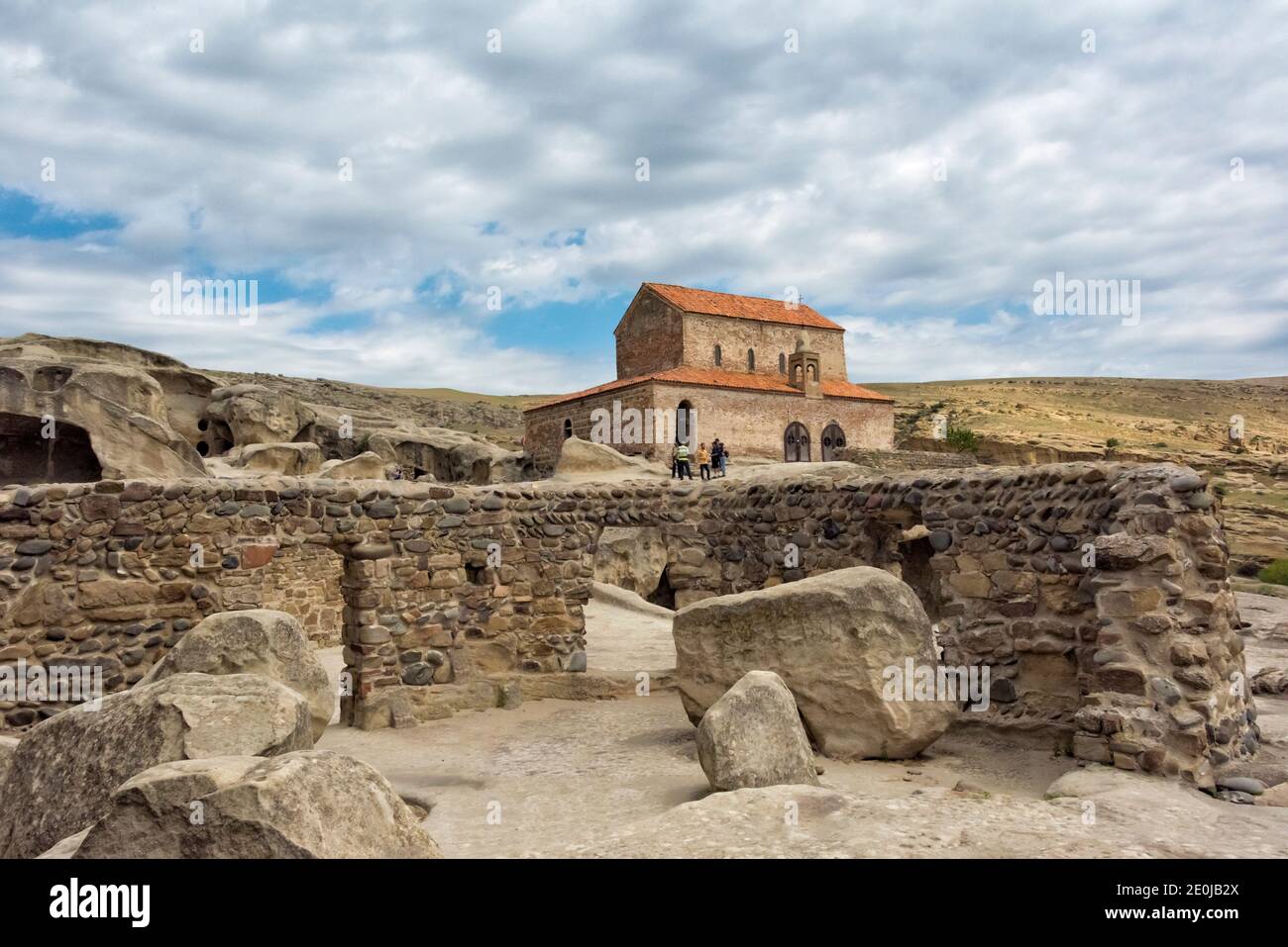 9./10. Jahrhundert Basilika in Uplistsikhe Höhlenkomplex, Denkmal der Felsarchitektur, Gori, Georgien Stockfoto