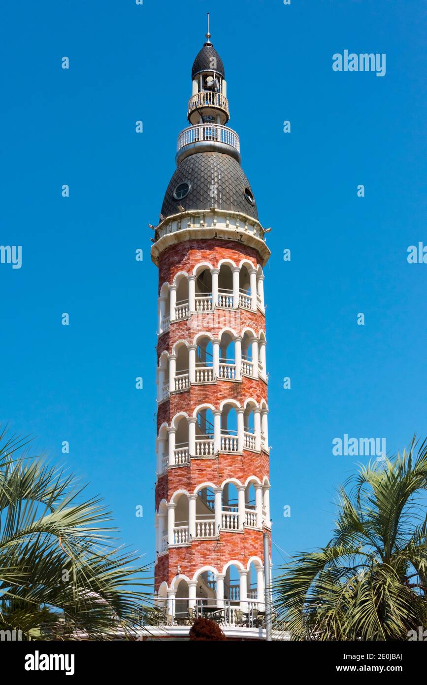 Tower Restaurant im italienischen venezianischen Stil, Batumi, Georgia Stockfoto