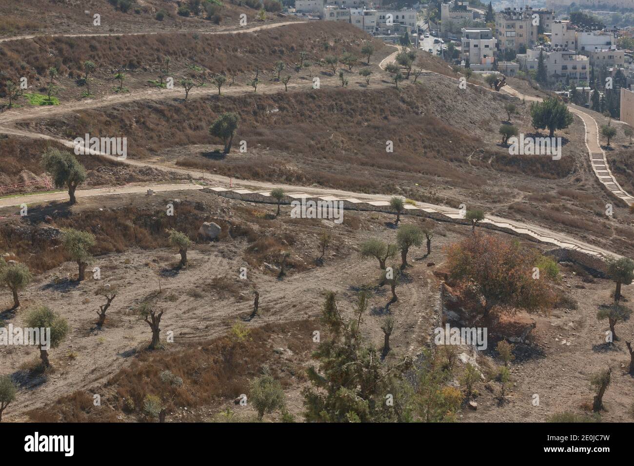 Blick auf die heilige Stadt Jerusalem in Israel vom Ölberg. Stockfoto