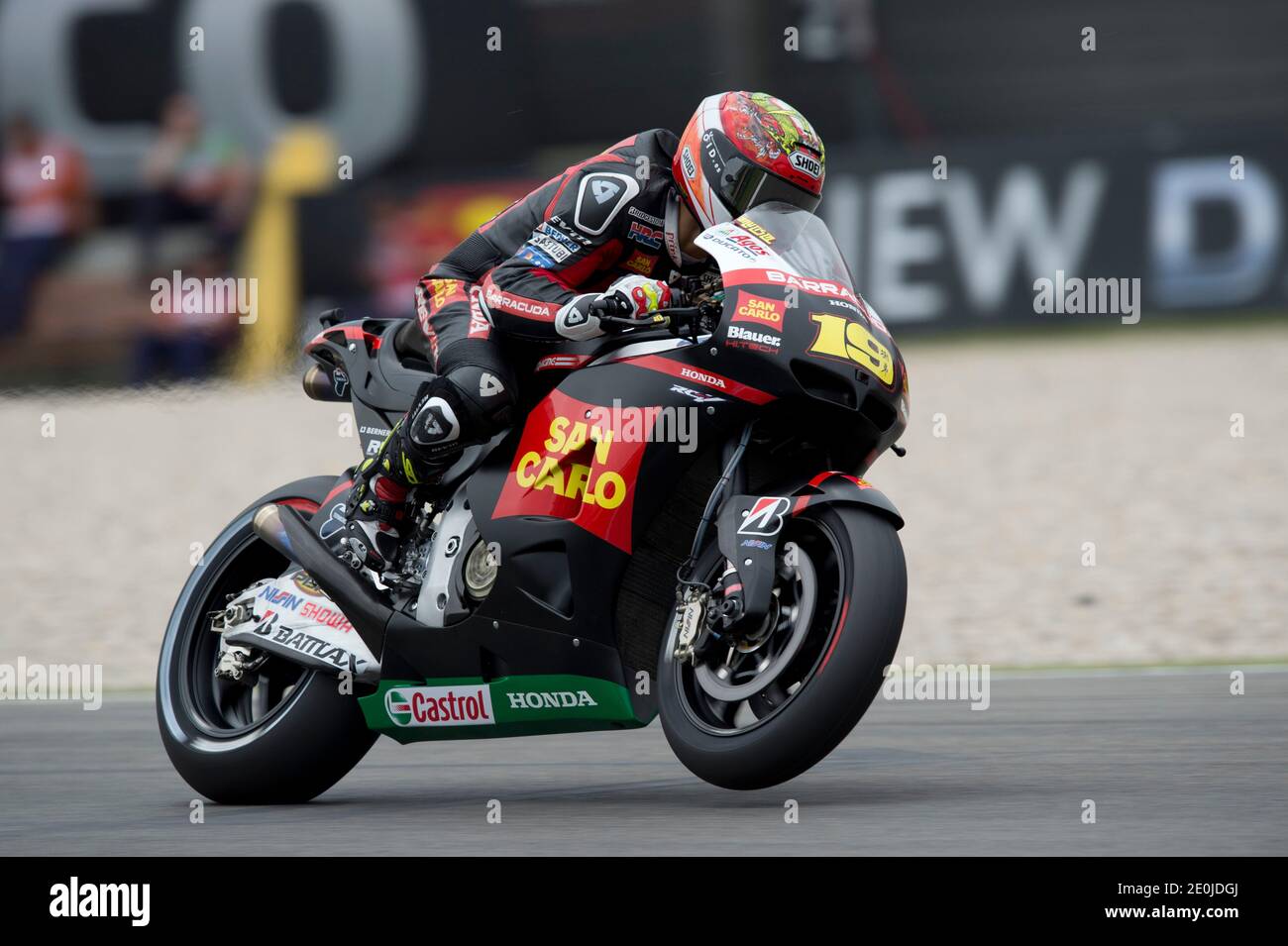 Der spanische MotoGP-Fahrer Alvaro Bautista von Honda Gresini beim MotoGP Niederlande Grand Prix in Assen, Niederlande, am 29. Juni 2012. Foto von Malkon/ABACAPRESS.COM Stockfoto