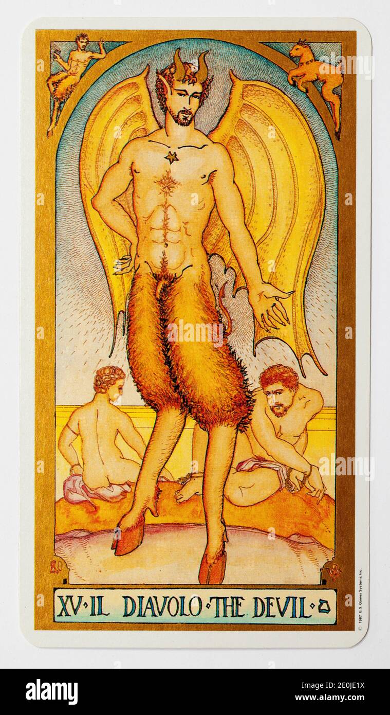 Die Devil Tarot Card von US Games Systems Ltd Renaissance Deck Stockfoto