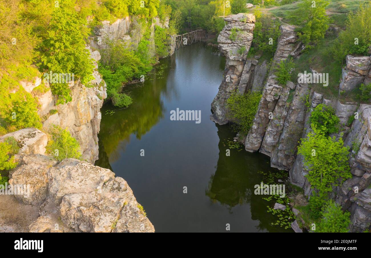 Canyon im Dorf Buki, Tscherkassy Region, Ukraine. Stockfoto