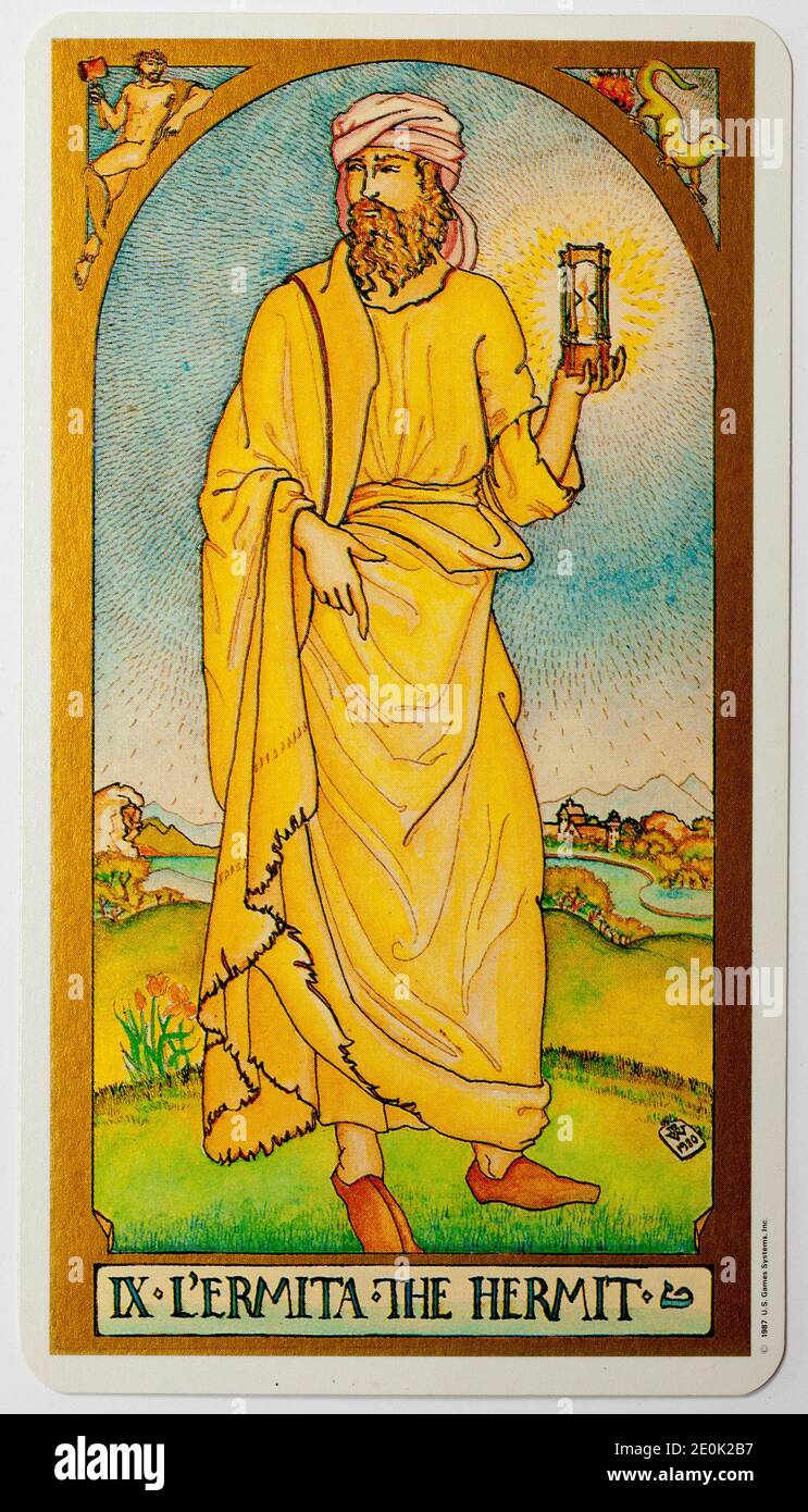 Die Hermit Tarot Card von US Games Systems Ltd Renaissance Deck Stockfoto