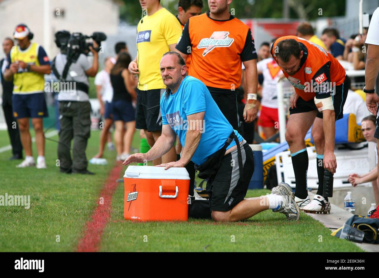 Illustration während des RFL Stobart Superleague Rugby Spiels Catalans Dragons gegen London Broncos im Gilbert Brutus Stadion in Perpignan, Frankreich am 28. Juli 2012. Foto von Michel Clementz/ABACAPRESS.COM Stockfoto