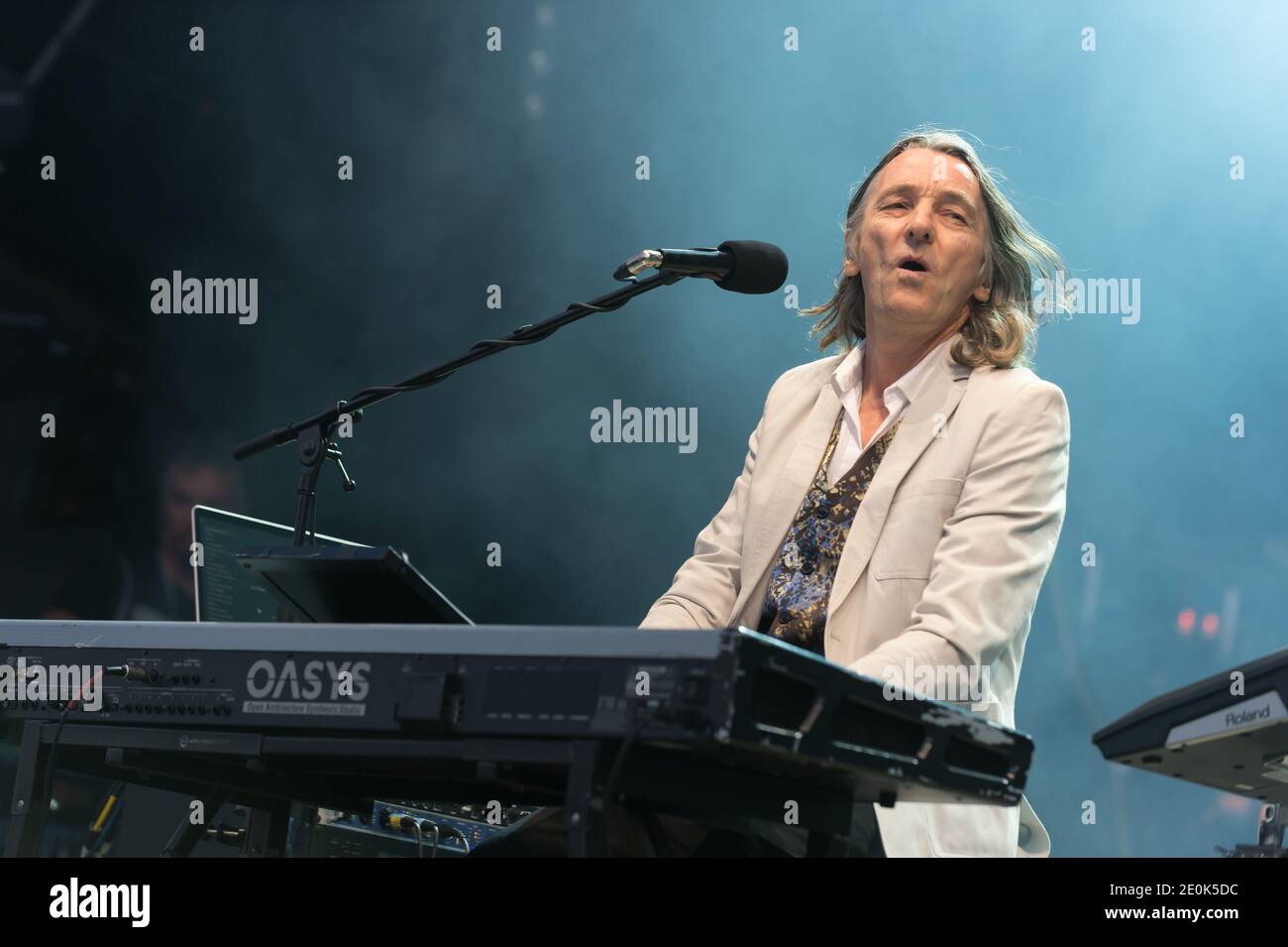 Roger Hodgson (ehemals Supertramp) tritt am 22. Juli 2012 beim Paleo Festival in Nyon auf. Foto von Loona/ABACAPRESS.COM Stockfoto