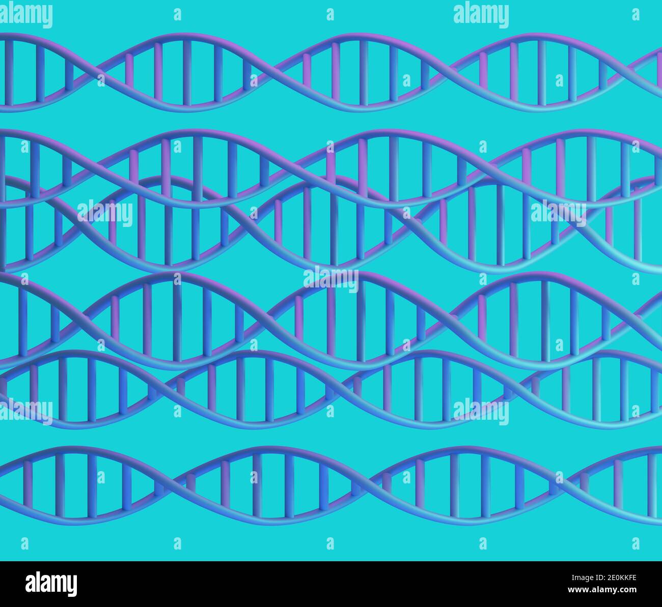 Blaue DNA-Moleküle Strukturen auf blauem Hintergrund. Hintergrund Wissenschaft und Technologie, 3d-Rendering Stockfoto