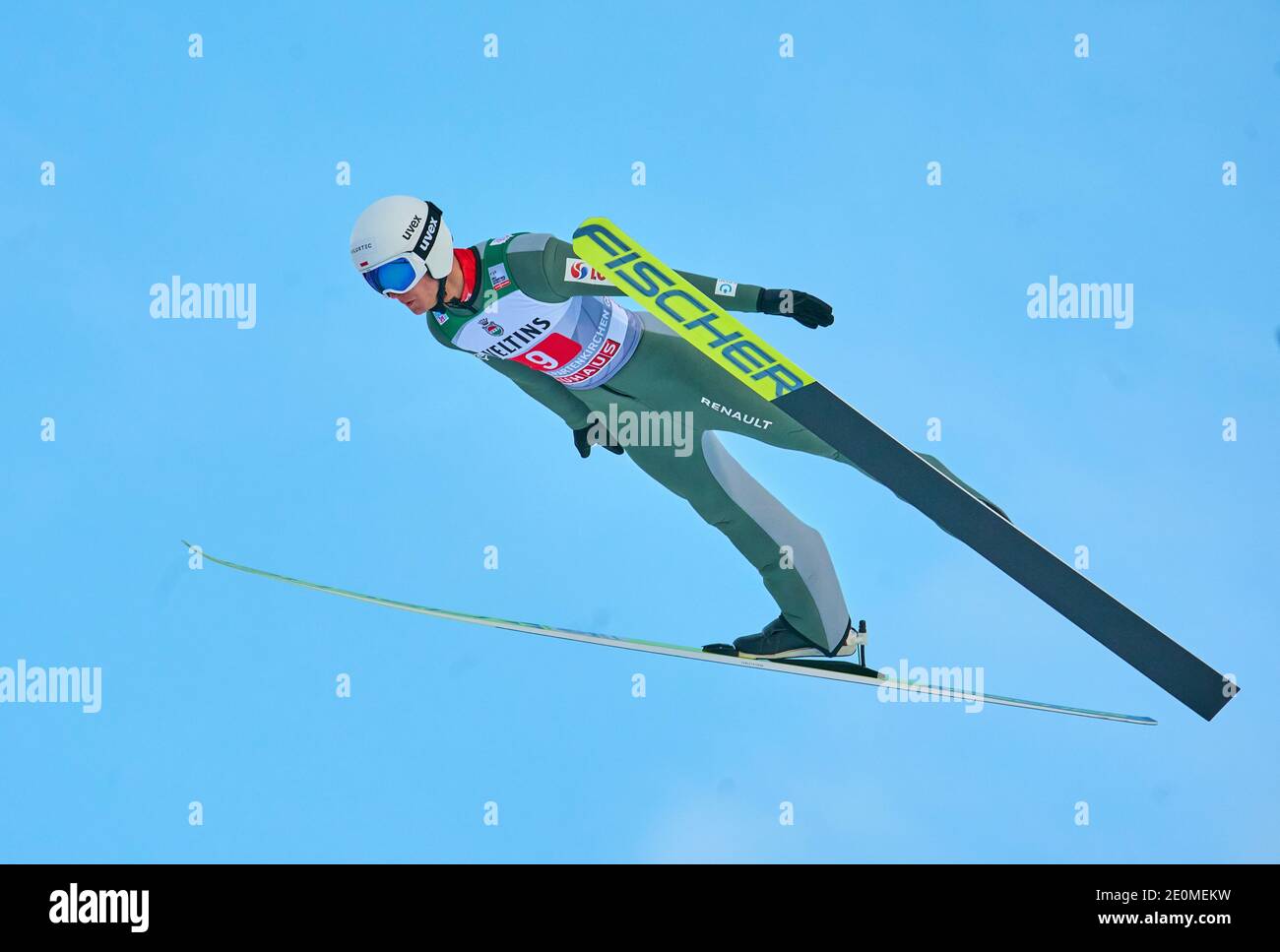 Andrzej STEKALA, POL in Aktion beim Vierschanzentournee Skisprung im Olympiastadion, große Olympiaschanze in Garmisch-Partenkirchen, Bayern, Deutschland, 01. Januar 2021. © Peter Schatz / Alamy Live News Stockfoto
