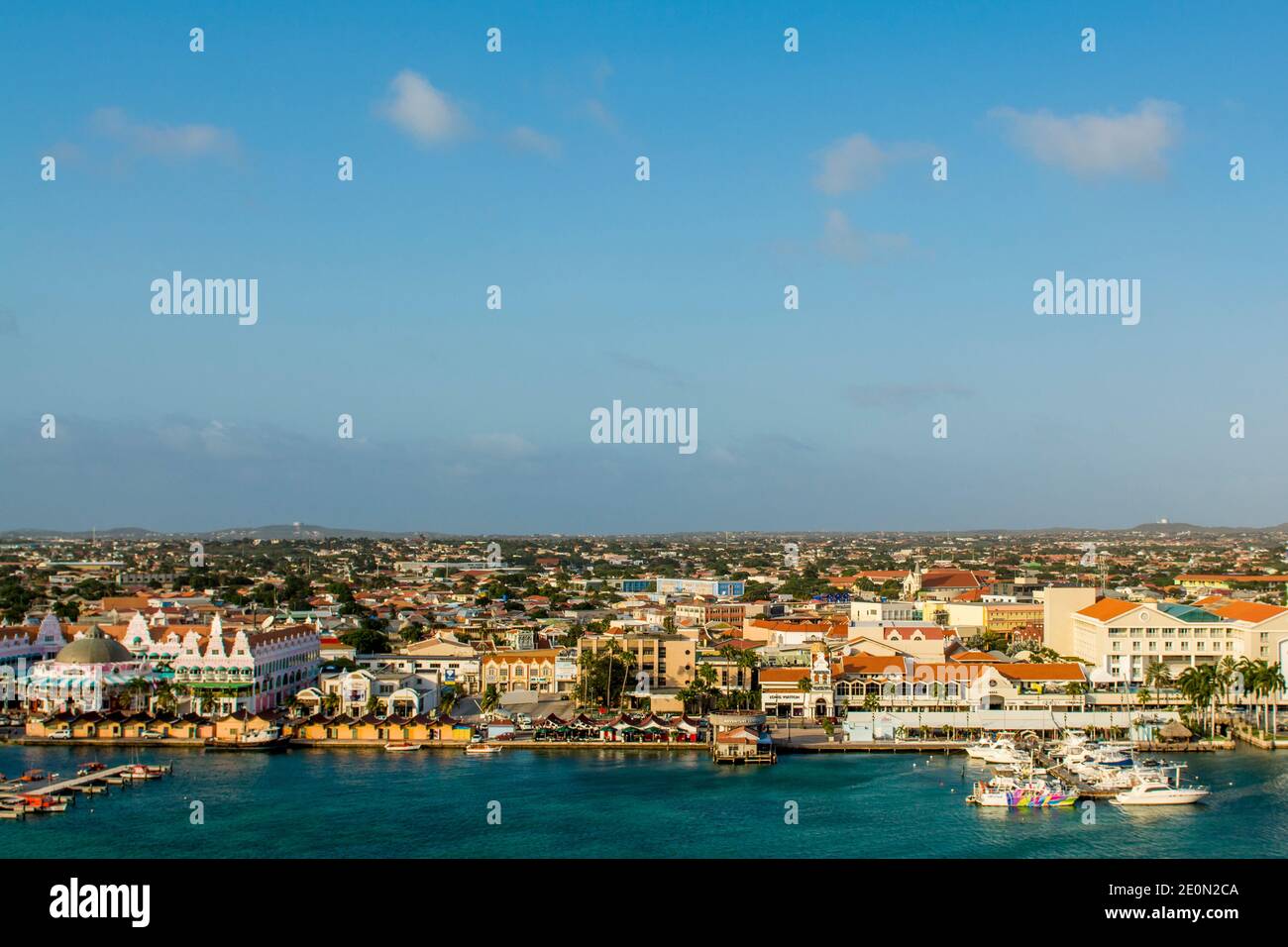 Luftaufnahme von Oranjestad, Aruba. Stockfoto