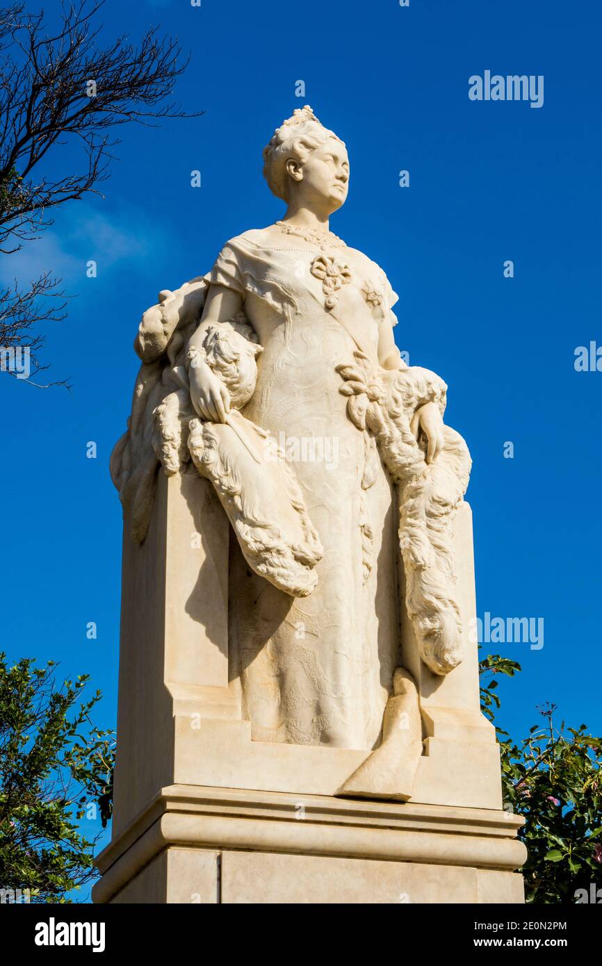 Königin Wilhelmina Statue Denkmal, Willemstad, Curacao. Stockfoto
