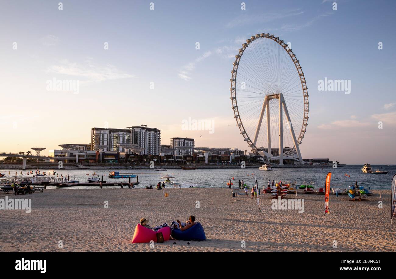Dubai, Vereinigte Arabische Emirate, 20. Dezember 2020: Dubai Eye an der Dubai Waterfront, neue Touristenattraktion Stockfoto