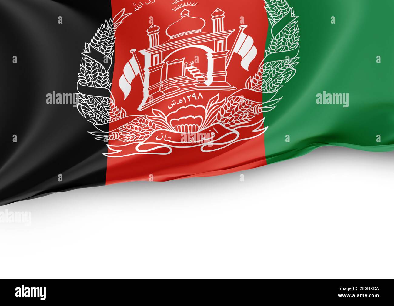 Afghanistan Nationalflagge auf weißem Hintergrund Stockfoto