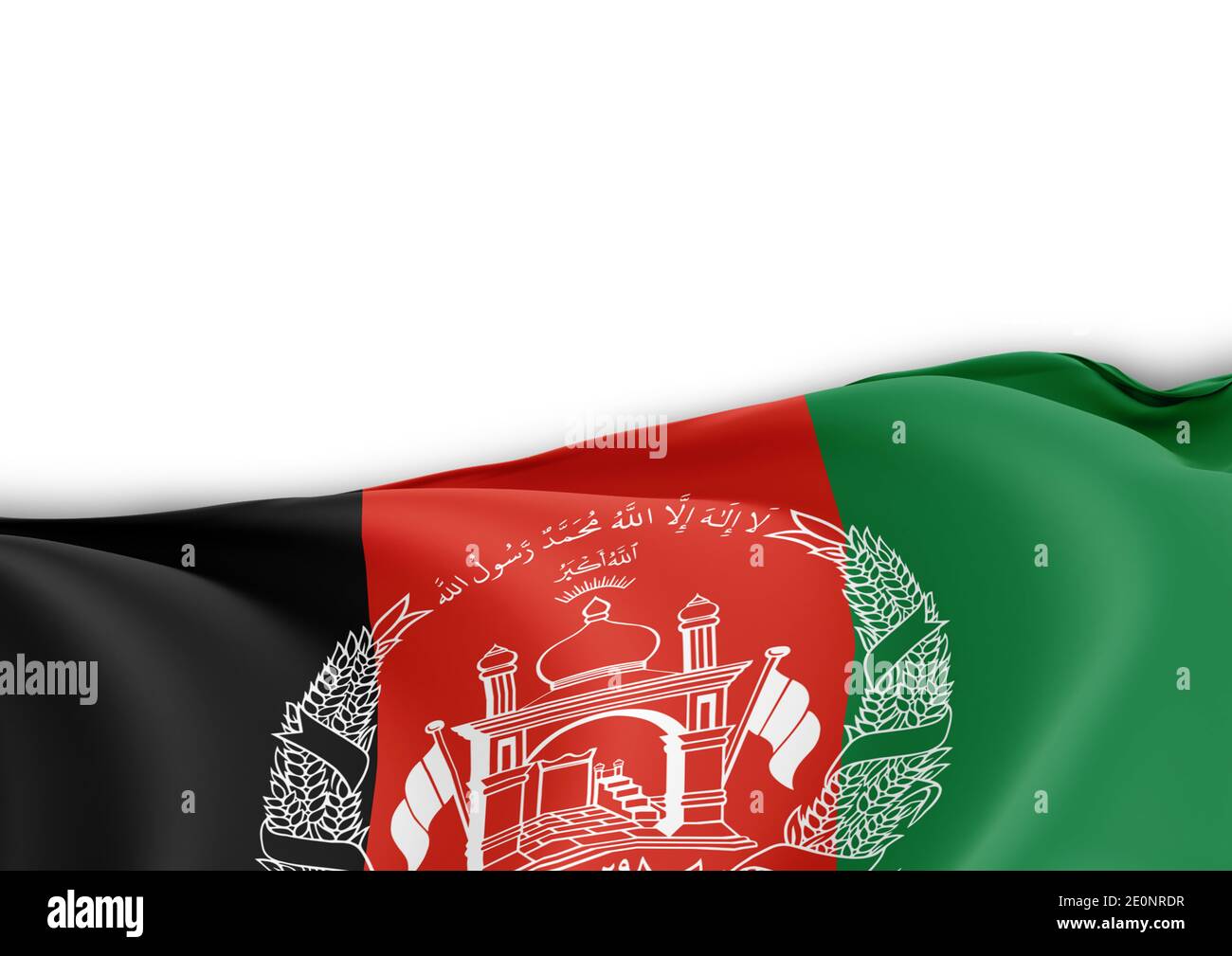 Afghanistan Nationalflagge auf weißem Hintergrund Stockfoto