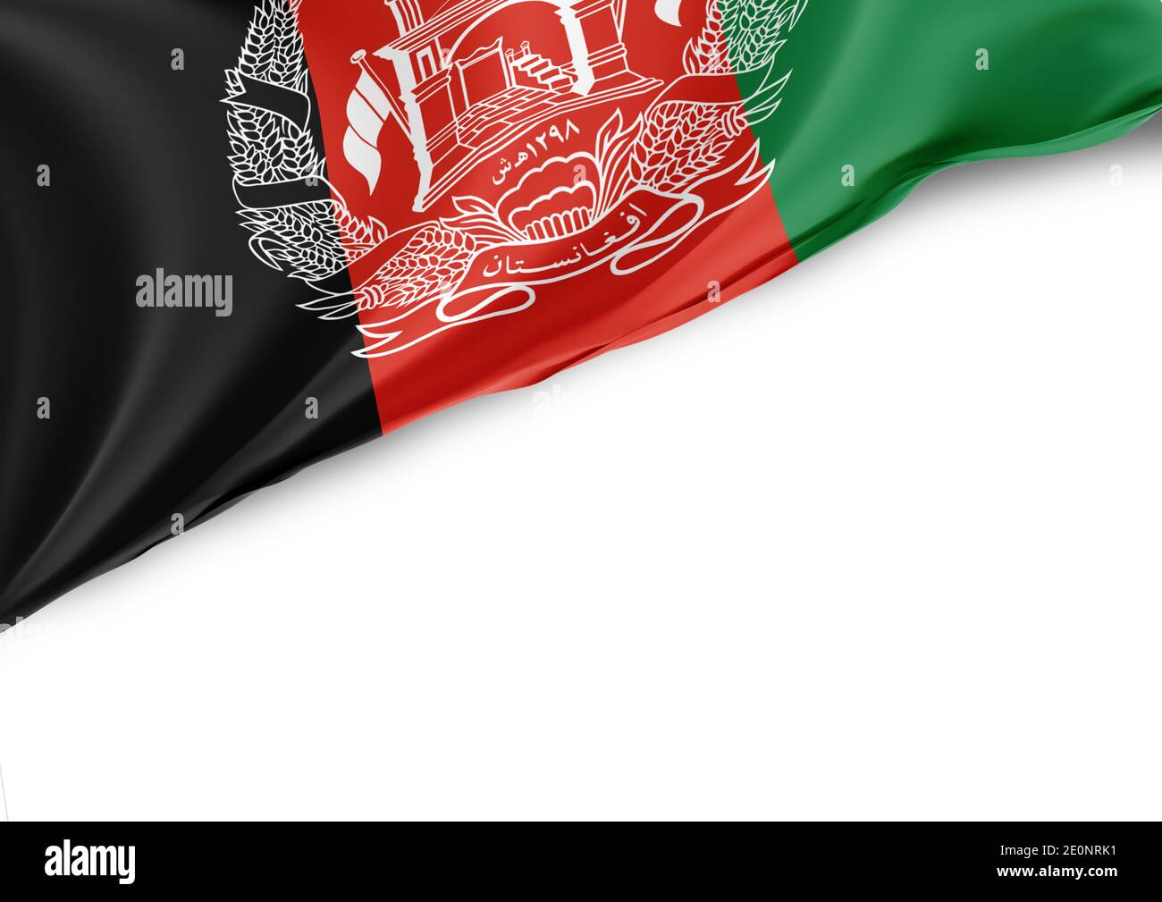 Afghanistan Nationalflagge auf weißem Hintergrund Stockfoto